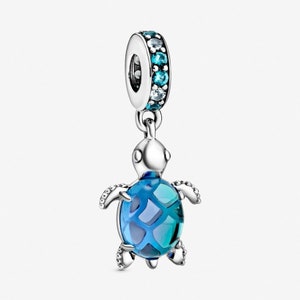 Pandora Murano Glass Sea Turtle Dangle Charm, Compatible con Pandora Bracelet, Sparkling Pendant, S925 Sterling Silver, Regalo para ella imagen 1