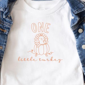 Thanksgiving 1st Birthday Shirt, One Little Turkey First Birthday Matching Family Fall Bday Tee, Turkey Mommy and Me Outfit Turkey Outfit