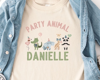 Chemise d'anniversaire personnalisée contrôle des animaux, fête d'anniversaire de zoo, t-shirt d'anniversaire animal Safari pour fille, fête de famille, chemise assortie au thème du zoo, anniversaire sauvage