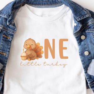 Thanksgiving 1st Birthday Shirt, One Little Turkey First Birthday Matching Family Fall Bday Tee, Turkey Mommy and Me Outfit Turkey Outfit