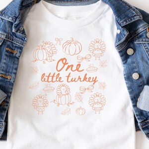 Thanksgiving 1st Birthday Shirt, One Little Turkey First Birthday Matching Family Fall Bday Tee, Turkey Mommy and Me Outfit Turkey Outfit