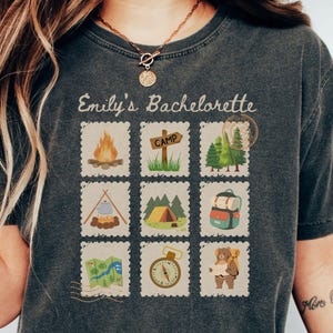 Lager Junggesellinnenabschied Shirt, Benutzerdefinierte Bach Camper Shirt, Berg Bach, Komfort Farben T-Shirt, Outdoor Wandern Braut Tee Lager Thema passende T-Shirt