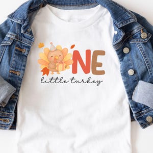Thanksgiving 1st Birthday Shirt, One Little Turkey First Birthday Matching Family Fall Bday Tee, Turkey Mommy and Me Outfit Turkey Outfit