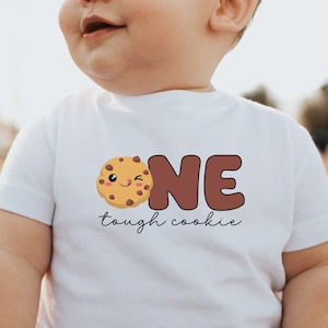 One Tough Cookie 1st Birthday Party Shirt, Milk and Cookie Theme Family Matching T-Shirt, Cookies and Milk First Birthday Outfit