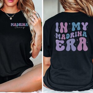 Personlig Madrina-skjorta, anpassad Madrina-t-shirt, spansk gudmor-t-shirt, ny gudmor-gåva, dop-t-shirt, Madrina-födelsedagströja