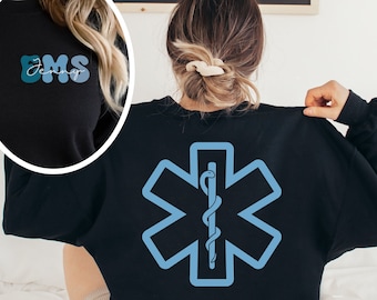 Personalized EMS Sweatshirt, Custom EMS Sweater, Paramedic Pullover, EMS Nurse Gift, Emergency Medical Services Crewneck, Ems Graduation
