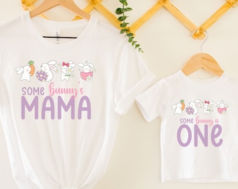 Some Bunny is One Birthday Matching Family Shirt, Bunny 1st Birthday Matching Shirt, Mommy and Me T-Shirt, Bunny Girl 1st Birthday Party Tee