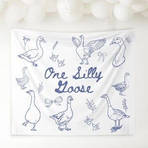 One Silly Goose Birthday Backdrop, One Silly Goose Custom Banner, 1st Birthday Party Decor, Personalized Banner Silly Goose First Birthday