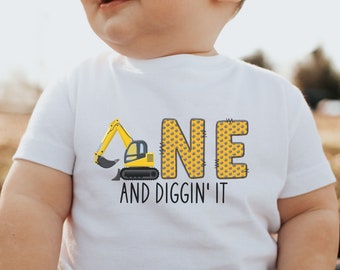 Construction Crew Matching Shirt, 1st Birthday Construction Shirt, Dump Truck Birthday, Excavator Birthday, First Diggin' It Tee, Bday Boy