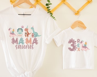 Three Rex Matching Family Birthday Shirt, 3 Rex Birthday Tee, Dinosaur Girl Birthday Outfit, 3rd Rex Shirt, Mommy and Me Dino T-Shirt