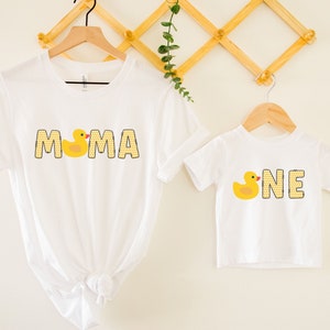 Chemise 1er anniversaire un petit canard, premier anniversaire de canard en caoutchouc assorti à la famille, fête splash, tenue maman canard et moi tenue canard fille garçon