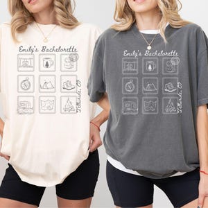 Lager Junggesellinnenabschied Shirt, Benutzerdefinierte Bach Camper Shirt, Berg Bach, Komfort Farben T-Shirt, Outdoor Wandern Braut Tee Lager Thema passende T-Shirt