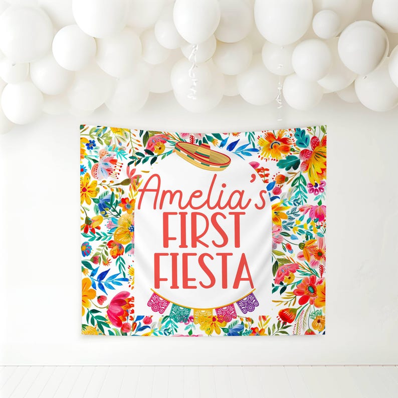 First Fiesta Birthday Backdrop, Mexican Fiesta Custom Banner, 1st ...
