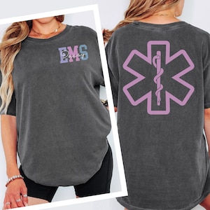 Personalized EMS Comfort Colors Shirt, Custom EMS Shirt, Paramedic T-Shirt, EMS Nurse Gift, Emergency Medical Services Shirt, Ems Graduation