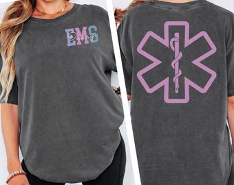 Personalized EMS Comfort Colors Shirt, Custom EMS Shirt, Paramedic T-Shirt, EMS Nurse Gift, Emergency Medical Services Shirt, Ems Graduation
