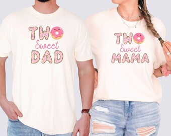 Dwie słodkie pączki rodzinne pasujące do siebie koszulki urodzinowe, 2. urodziny pączka motyw koszula wygodne kolory mama i ja drugie urodziny dziewczyna strój