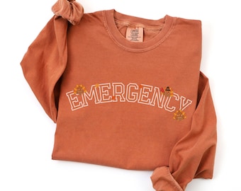 Emergency Department Thanksgiving Shirt, Comfort Colors Long Tee, Emergency Nurse Tee Thankful ER Shirt, Nurse Group Crew Shirt, ER Room Tee
