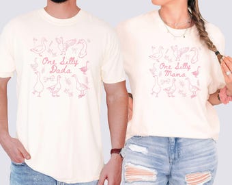 One Silly Goose 1° compleanno maglietta abbinata per la famiglia One Silly Mama vestito per il compleanno T-shirt abbinata Comfort Colors compleanno oca primo compleanno