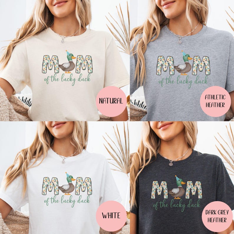 Camiseta combinando para o primeiro aniversário do One Lucky Duck, roupa de aniversário da One Lucky Mama, camiseta combinando para mamãe e eu, aniversário do pato, primeiro aniversário selvagem imagem 2