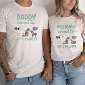Let&#39;s Pawty Puppy Birthday Family Matching Shirt, Boy Girl Birthday Shirt, Puppy Theme Birthday Party, Puppy Pawty Tee, Dog Party Shirt