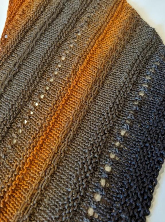 Triangle Shawl Knitting Pattern PDF, Easy Quick Knit Eyelet Design ...