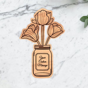 Custom Mother&#39;s Day Flowers Laser Cut Template, Flower Bouquet Cut File, Flowers in a Vase SVG, Flower Glowforge file