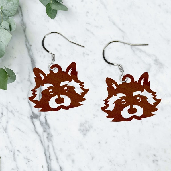 Racoon earring template, Laser cut Raccoon wood earring, Instant digital download, Animal earring svg, Cute earring template