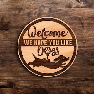 Dachshund Welcome Sign SVG, Dog Lover Front Door Sign Template, Dachshund Porch Decor Laser Cut File