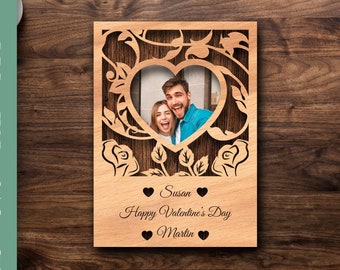 Personalised Heart Photo Frame Laser Cut file for Couples, Picture frame svg for Glowforge, Couple Photo Frame Digital Download