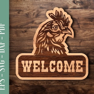 Farmhouse Sign Digital File, Chicken Coop Welcome Sign SVG, Home Decor Laser Cut file | the design is fully scalable without deterioration