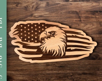 Plik wycinany laserowo z flagą amerykańską, flaga USA SVG dla Glowforge, wystrój domu na 4 lipca | jest w pełni skalowalny bez pogorszenia jakości