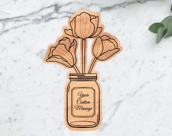 Custom Mother's Day Flowers Laser Cut Template, Flower Bouquet Cut File, Flowers in a Vase SVG, Flower Glowforge file