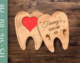 Custom Tooth Fairy Box SVG, Personalised Tooth Fairy Box Laser Cut, Layered Tooth Box | the design is fully scalable without deterioration