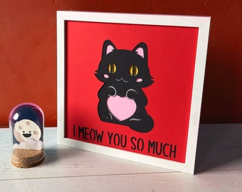 Cute Cat Shadow box Laser Cut svg file, Kitty svg, Funny Cat svg, Layered svg files, 3d Shadow Box svg, Laser Cut Wall art