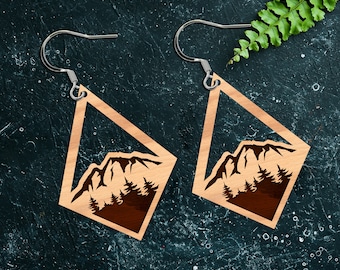 Mountain Earrings SVG, Mountain Earring SVG Laser Cut Template, Mountain Earring Cut file for Glowforge