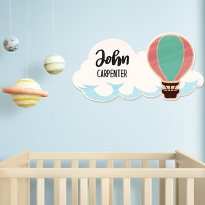 Decoração de quarto infantil personalizada SVG, balão de ar personalizado cortado a laser para quarto de bebê, arquivo Glowforge de decoração de quarto de menino personalizado, download digital