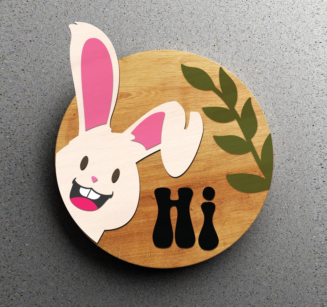 Svg Rabbit House Sign Easter Rabbit Porch Sign SVG, Easter Bunny Welcome Sign Laser Cut ...