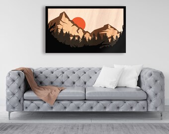 Layered Forest Laser Cut  SVG file, Horizontal Mountain Scenery Laser Cut template, Layered Landscape Glowforge file,Layered Laser cut wood