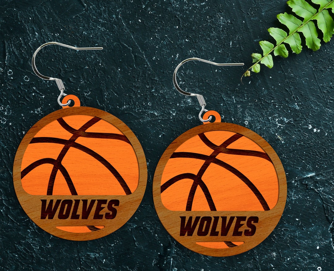 Custom Team Name Basketball Earrings SVG, Personalised Basketball