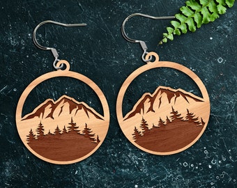 Mountain Earring SVG, Mountain Earring Laser Cut file, Mountain Earring Glowforge Cut file