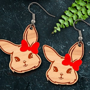 Easter Bunny Earring Laser Cut Template, Easter Rabbit Earring SVG, Bunny Laser cut file for Glowforge, Digital Download