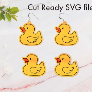 Duck Earrings SVG, Rubber Duck Earring Laser Cut File, Rubber Duck Laser Cut Template, Duck Earring Glowforge file