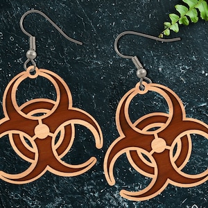 Biohazard Sign Earring SVG, Biohazard Earring Laser Cut Template, Weird Earring Cut File