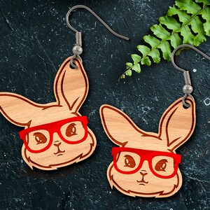 Easter Bunny Earring SVG, Bunny Laser Cut file, Engraved Rabbit Earring, Bunny Laser Cut Template for Glowforge