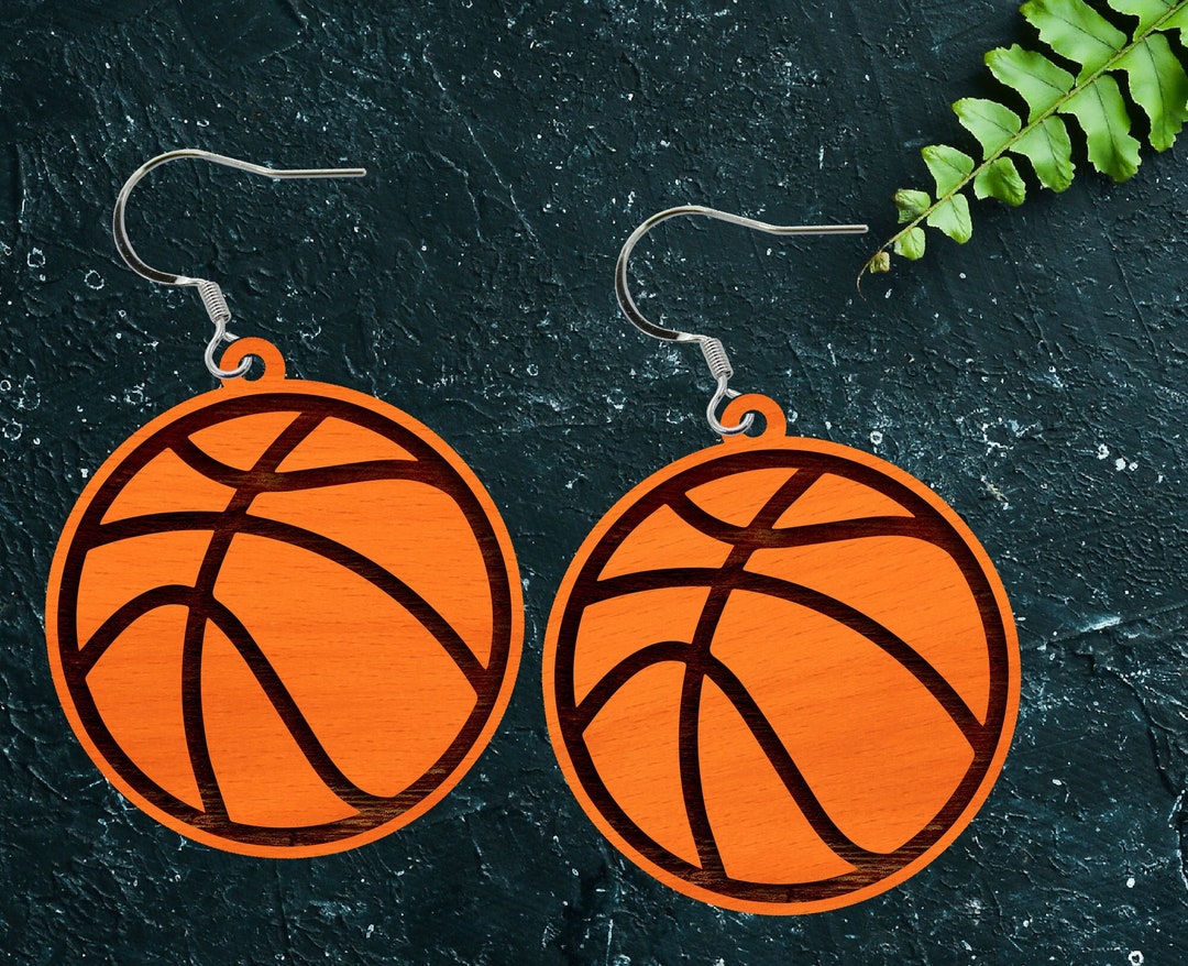Basketball Earrings Laser Cut File, Wood Basketball Earring SVG