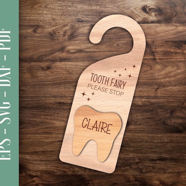 Tooth Fairy Door Hanger SVG, Personalised Tooth Fairy Hanger Laser Cut, Tooth Fairy Box cut file |it is fully scalable without deterioration