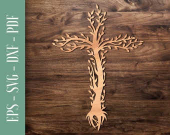 Tree Of Life CrossSVG, Catholic Laser Cut Template, Religious Laser Cut File | Cross svg for laser cut wood Cross svg