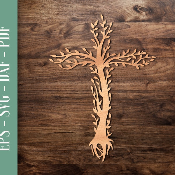 Baum des Lebens CrossSVG, katholische Laser-Cut-Vorlage, religiöse Laser-Cut-Datei | Kreuz-Svg für lasergeschnittenes Holz Kreuz-Svg