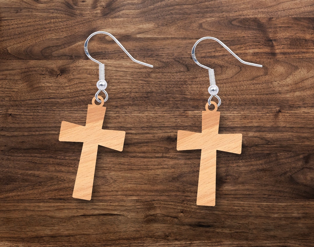 Cross Earrings Laser Cut File, Religious Earring SVG, Catholic Earrings