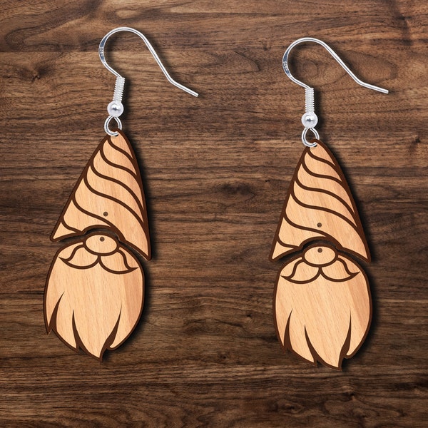 Gnome Earrings SVG, Gnome Earring Laser Cut file, Cute Gnome Glowforge file | the design is fully scalable without deterioration